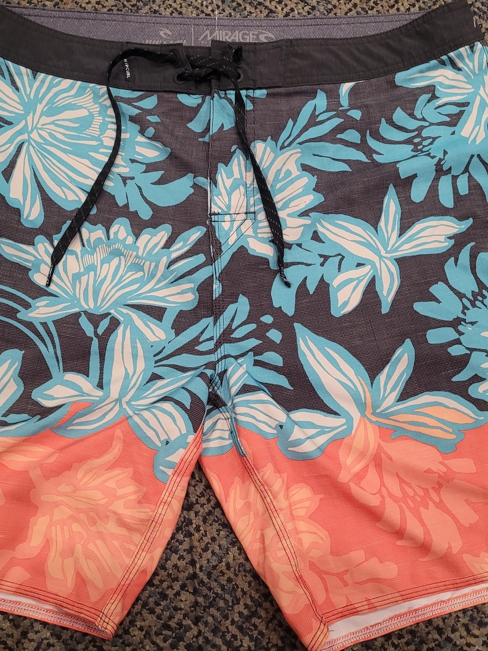 Men's Floral Board Shorts - Blue & Coral